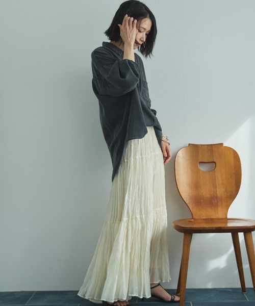 Doux archives（ドゥアルシーヴ）の「ワッシャーシアーティアードスカート（スカート・レディース・ダークブラウン/キャメル/アイボリー・FREE）」の13枚目の写真