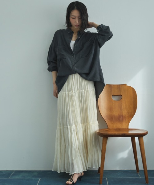 Doux archives（ドゥアルシーヴ）の「ワッシャーシアーティアードスカート（スカート・レディース・ダークブラウン/キャメル/アイボリー・FREE）」の14枚目の写真