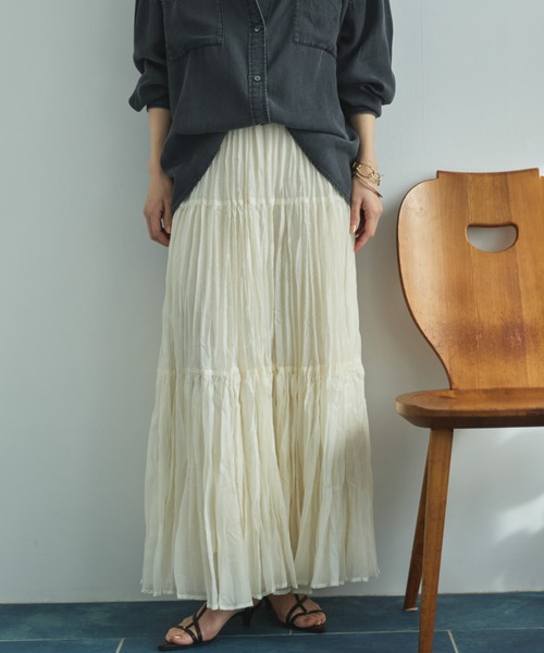 Doux archives（ドゥアルシーヴ）の「ワッシャーシアーティアードスカート（スカート・レディース・ダークブラウン/キャメル/アイボリー・FREE）」の15枚目の写真