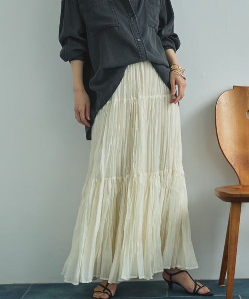 Doux archives（ドゥアルシーヴ）の「ワッシャーシアーティアードスカート（スカート・レディース・ダークブラウン/キャメル/アイボリー・FREE）」の17枚目の写真