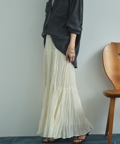 Doux archives（ドゥアルシーヴ）の「ワッシャーシアーティアードスカート（スカート・レディース・ダークブラウン/キャメル/アイボリー・FREE）」の19枚目の写真