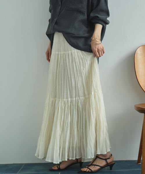 Doux archives（ドゥアルシーヴ）の「ワッシャーシアーティアードスカート（スカート・レディース・ダークブラウン/キャメル/アイボリー・FREE）」の20枚目の写真