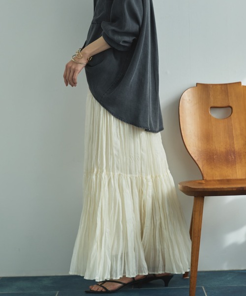 Doux archives（ドゥアルシーヴ）の「ワッシャーシアーティアードスカート（スカート・レディース・ダークブラウン/キャメル/アイボリー・FREE）」の21枚目の写真