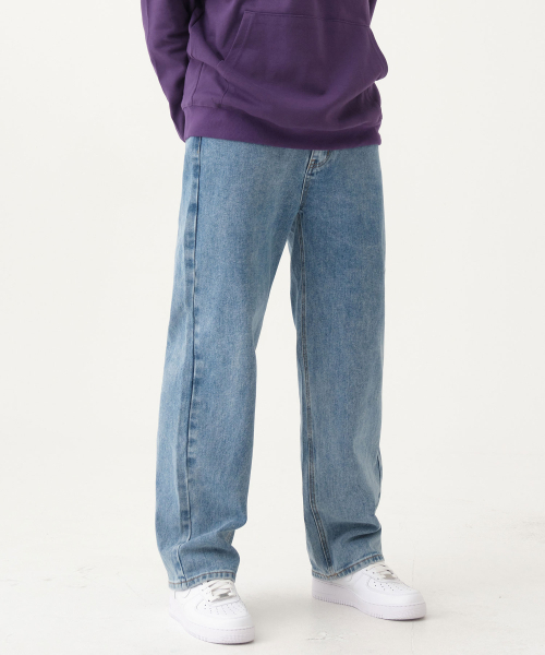 ACSHI(アクシ)の「デイリーセミロングワイドデニムパンツ(ライトブルー)(デニムパンツ・メンズ・その他・M/L/XL/XXL)」の1枚目の写真