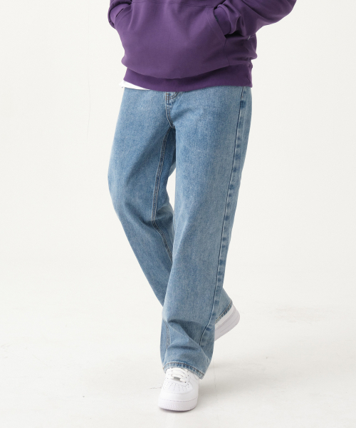 ACSHI(アクシ)の「デイリーセミロングワイドデニムパンツ(ライトブルー)(デニムパンツ・メンズ・その他・M/L/XL/XXL)」の2枚目の写真