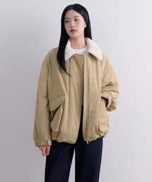 MUSINSA STANDARD WOMAN | ウィメンズフェイクシアリングカラー パディングジャケット [ベージュ/クリーム](ダウンジャケット/コート)