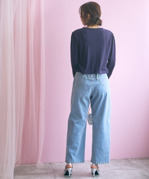 marun（マルン）の「＜大きいサイズ＞ノーカラーゴールドボタンカーディガン marun（カーディガン/ボレロ・レディース・ピンク/ネイビー・4L/3L/LL/L/5L）」の6枚目の写真