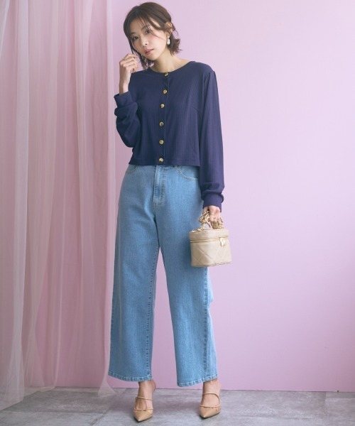 marun（マルン）の「＜大きいサイズ＞ノーカラーゴールドボタンカーディガン marun（カーディガン/ボレロ・レディース・ピンク/ネイビー・4L/3L/LL/L/5L）」の19枚目の写真