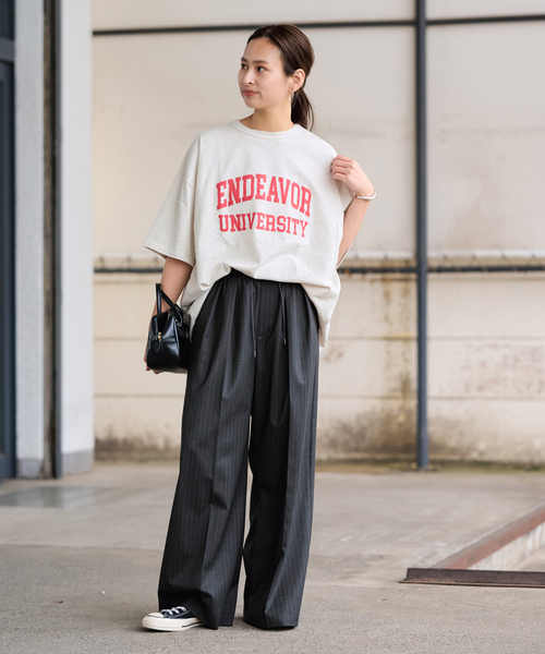 FRAMeWORK（フレームワーク）の「TWストライプワイドパンツ（スラックス・レディース・チャコールグレー/ネイビー・36/38）」の3枚目の写真