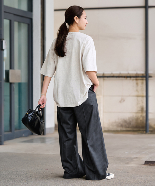 FRAMeWORK（フレームワーク）の「TWストライプワイドパンツ（スラックス・レディース・チャコールグレー/ネイビー・36/38）」の4枚目の写真