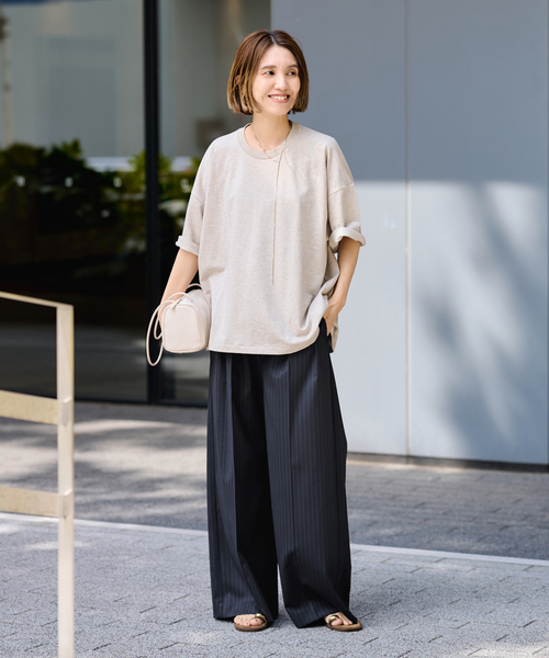 FRAMeWORK（フレームワーク）の「TWストライプワイドパンツ（スラックス・レディース・チャコールグレー/ネイビー・36/38）」の10枚目の写真