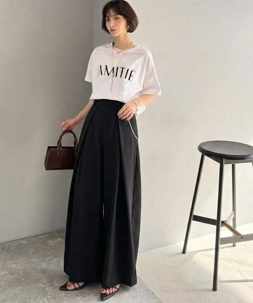 Classical Evon（クラシカルエヴォン）の「【Classical Evon】【UVカット＆ウォッシャブル機能付き】こなれ感漂う洗練シルエット。ダブルタックワイドスラックス（スラックス・レディース・ブラック/ブラウン/グレー系・X-LARGE/SMALL/MEDIUM/LARGE）」の4枚目の写真