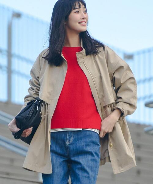 grove（グローブ）の「【撥水／シルエット2WAY】羽織るだけでサマになる、スタンドネックテントラインコート（その他アウター・レディース・オフホワイト/ブラック/ベージュ・03/02/05/04/01）」の11枚目の写真