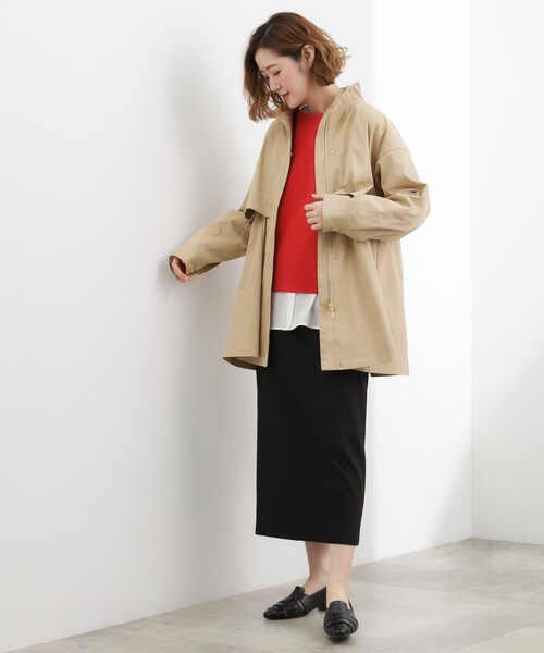grove（グローブ）の「【撥水／シルエット2WAY】羽織るだけでサマになる、スタンドネックテントラインコート（その他アウター・レディース・オフホワイト/ブラック/ベージュ・03/02/05/04/01）」の14枚目の写真