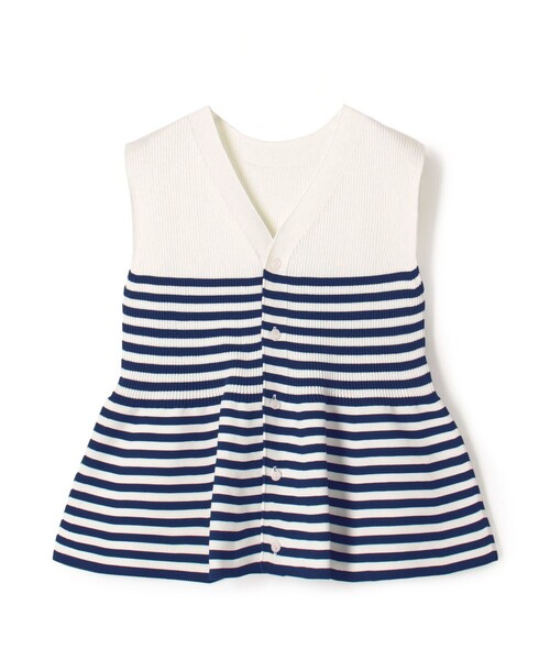 MACPHEE（マカフィー）の「【WEB先行予約】フォームニット ペプラムベスト（ベスト・レディース・ネイビー/ライトブルー・S）」の2枚目の写真