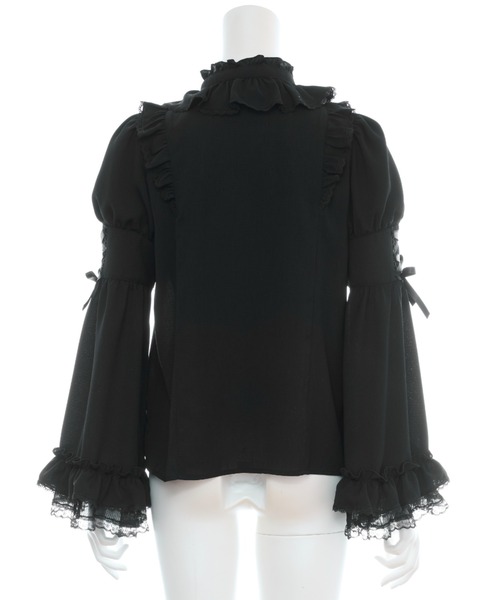 Secret Honey(シークレットハニー)の「フレア袖スタンドカラーブラウス(シャツ/ブラウス・レディース・ブラック/オフホワイト/グレー・MEDIUM)」の14枚目の写真