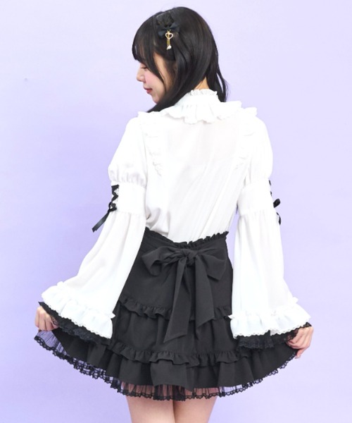 Secret Honey(シークレットハニー)の「フレア袖スタンドカラーブラウス(シャツ/ブラウス・レディース・ブラック/オフホワイト/グレー・MEDIUM)」の17枚目の写真