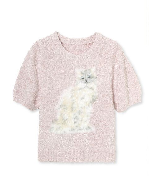 FURFUR(ファーファー)の「【WEB・一部店舗限定カラー】キャットモチーフジャガードニットトップス(ニット/セーター・レディース・ブラック/サックスブルー/ホワイト/ピンク・F)」の4枚目の写真