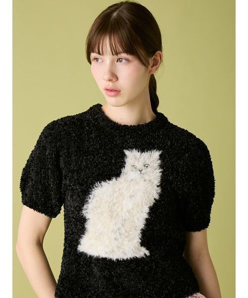 FURFUR(ファーファー)の「【WEB・一部店舗限定カラー】キャットモチーフジャガードニットトップス(ニット/セーター・レディース・ブラック/サックスブルー/ホワイト/ピンク・F)」の17枚目の写真