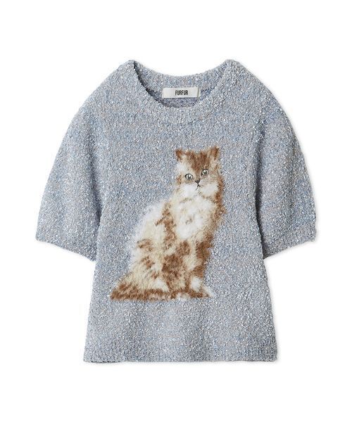 FURFUR(ファーファー)の「【WEB・一部店舗限定カラー】キャットモチーフジャガードニットトップス(ニット/セーター・レディース・ブラック/サックスブルー/ホワイト/ピンク・F)」の20枚目の写真