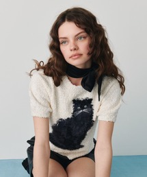 FURFUR | 【WEB・一部店舗限定カラー】キャットモチーフジャガードニットトップス(ニット/セーター)