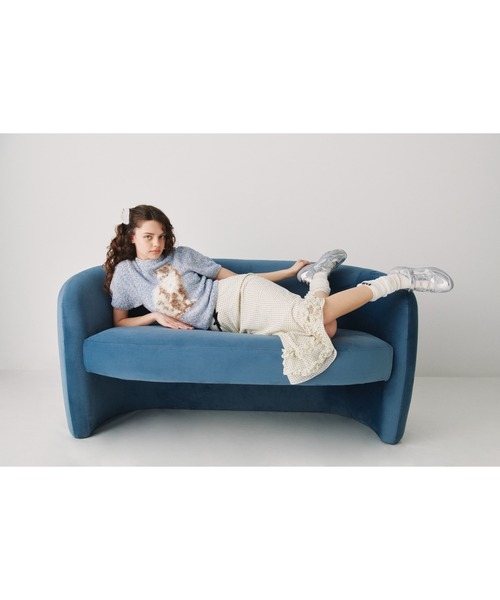 FURFUR(ファーファー)の「【WEB・一部店舗限定カラー】キャットモチーフジャガードニットトップス(ニット/セーター・レディース・ブラック/サックスブルー/ホワイト/ピンク・F)」の5枚目の写真