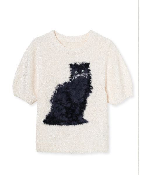 FURFUR(ファーファー)の「【WEB・一部店舗限定カラー】キャットモチーフジャガードニットトップス(ニット/セーター・レディース・ブラック/サックスブルー/ホワイト/ピンク・F)」の22枚目の写真