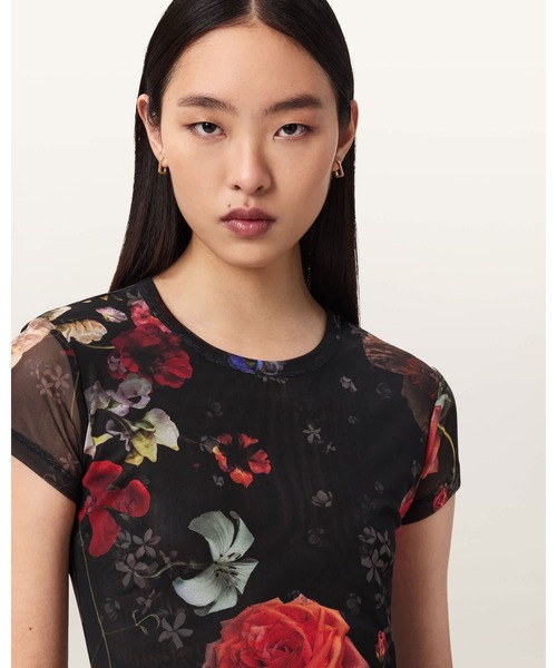 ALLSAINTS(オールセインツ)の「ELLIE MESH FLORAL T-SHIRT | ELLIE メッシュ フローラル Tシャツ(Tシャツ/カットソー・レディース・ブラック系その他・6/10/4/8/12)」の2枚目の写真