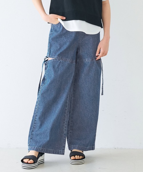 coca（coca）（コカ）の「キッズ デニムベルトスリットパンツ（デニムパンツ・キッズ・ブラック/ライトブルー/ブルー・120/130/140/150）」の3枚目の写真