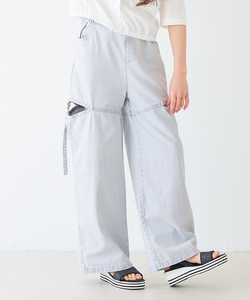 coca（coca）（コカ）の「キッズ デニムベルトスリットパンツ（デニムパンツ・キッズ・ブラック/ライトブルー/ブルー・120/130/140/150）」の2枚目の写真