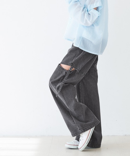 coca（coca）（コカ）の「キッズ デニムベルトスリットパンツ（デニムパンツ・キッズ・ブラック/ライトブルー/ブルー・120/130/140/150）」の5枚目の写真