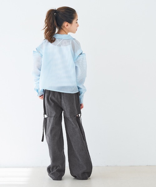 coca（coca）（コカ）の「キッズ デニムベルトスリットパンツ（デニムパンツ・キッズ・ブラック/ライトブルー/ブルー・120/130/140/150）」の6枚目の写真