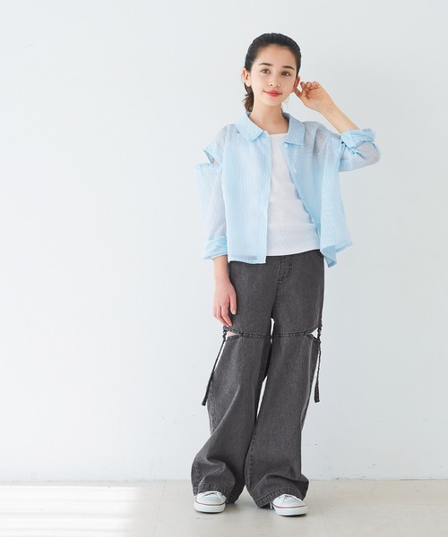 coca（coca）（コカ）の「キッズ デニムベルトスリットパンツ（デニムパンツ・キッズ・ブラック/ライトブルー/ブルー・120/130/140/150）」の7枚目の写真