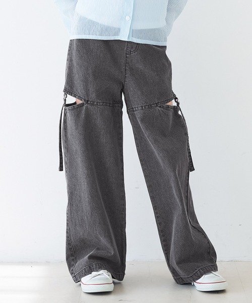 coca（coca）（コカ）の「キッズ デニムベルトスリットパンツ（デニムパンツ・キッズ・ブラック/ライトブルー/ブルー・120/130/140/150）」の8枚目の写真