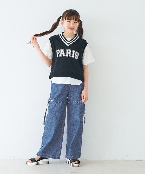 coca（coca）（コカ）の「キッズ デニムベルトスリットパンツ（デニムパンツ・キッズ・ブラック/ライトブルー/ブルー・120/130/140/150）」の9枚目の写真