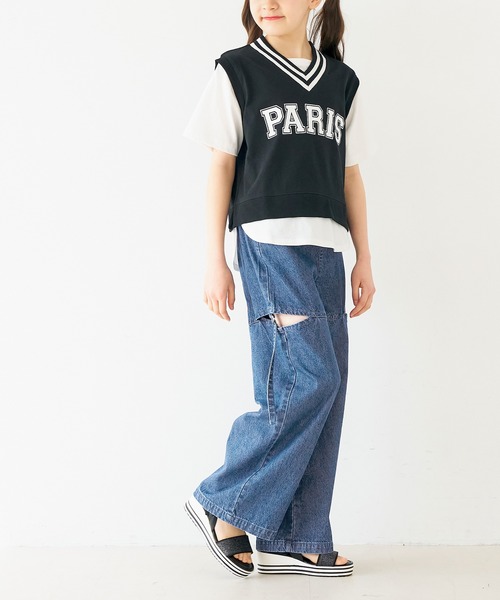 coca（coca）（コカ）の「キッズ デニムベルトスリットパンツ（デニムパンツ・キッズ・ブラック/ライトブルー/ブルー・120/130/140/150）」の10枚目の写真