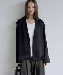 ELLUV | 【ELLUV/エルヴ】シルクライクドレープサテン オープンカラーテーラードシャツジャケット(シャツ/ブラウス)