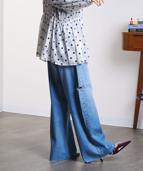 ROSE BUD（ローズバッド）の「SLIT DENIM PANTS（デニムパンツ・レディース・ブラック/インディゴブルー・S/M）」の16枚目の写真