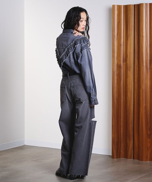 ROSE BUD（ローズバッド）の「SLIT DENIM PANTS（デニムパンツ・レディース・ブラック/インディゴブルー・S/M）」の8枚目の写真