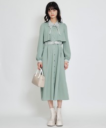 REDYAZEL（レディアゼル）の「フロントプリーツリボンタイフレアロングワンピース（ワンピース）」