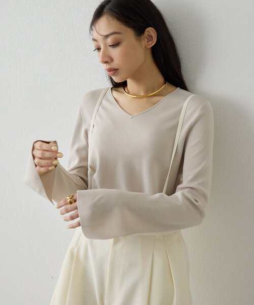 Whim Gazette（ウィムガゼット）の「2wayスムースプルオーバー（ニット/セーター・レディース・ブラック/ベージュ/ブラウン・FREE）」の9枚目の写真