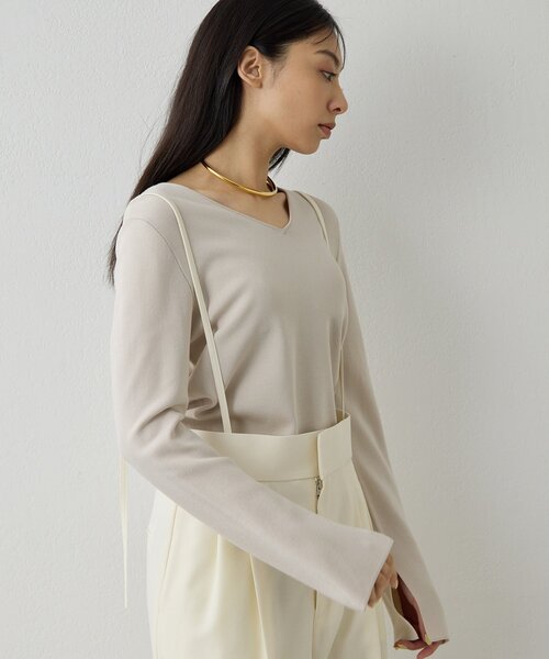 Whim Gazette（ウィムガゼット）の「2wayスムースプルオーバー（ニット/セーター・レディース・ブラック/ベージュ/ブラウン・FREE）」の4枚目の写真