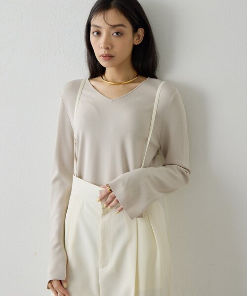 Whim Gazette（ウィムガゼット）の「2wayスムースプルオーバー（ニット/セーター・レディース・ブラック/ベージュ/ブラウン・FREE）」の5枚目の写真