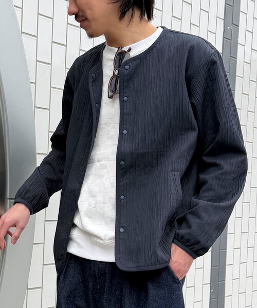 NOLLEY'S LIGHT（ノーリーズライト）の「シャーリングカーディガン（ブルゾン・メンズ・ブラック/ダークネイビー・L/M）」の3枚目の写真