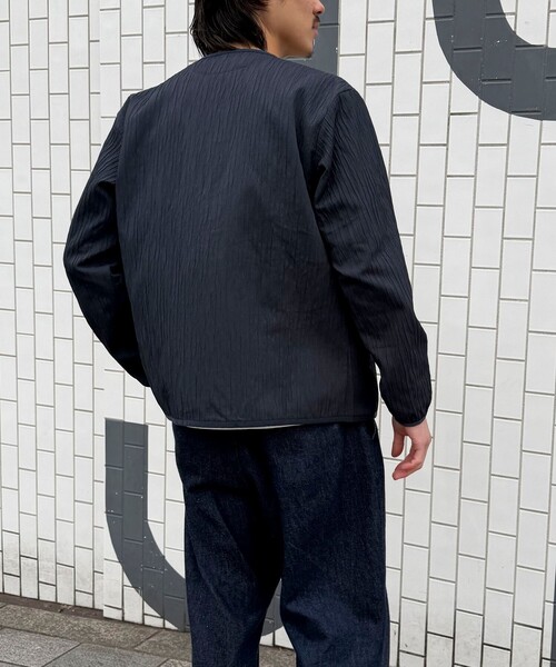 NOLLEY'S LIGHT（ノーリーズライト）の「シャーリングカーディガン（ブルゾン・メンズ・ブラック/ダークネイビー・L/M）」の9枚目の写真