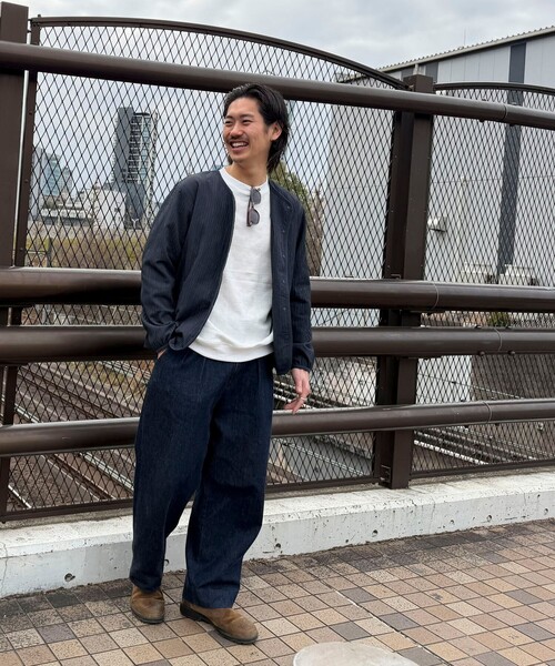 NOLLEY'S LIGHT（ノーリーズライト）の「シャーリングカーディガン（ブルゾン・メンズ・ブラック/ダークネイビー・L/M）」の13枚目の写真