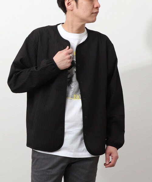 NOLLEY'S LIGHT（ノーリーズライト）の「シャーリングカーディガン（ブルゾン・メンズ・ブラック/ダークネイビー・L/M）」の19枚目の写真