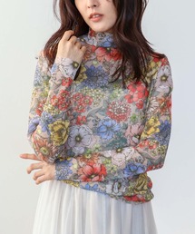 Three Four Time（スリーフォータイム）の「レトロフラワ―柄シアープルオーバー（ニット/セーター）」