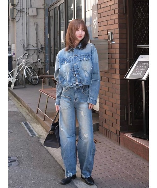 SORIN(ソリン )の「Balloon Soiled Denim Jacket/バルーン ソイルドデニムジャケット(デニムジャケット・レディース・インディゴブルー/ライトピンク・38)」の6枚目の写真