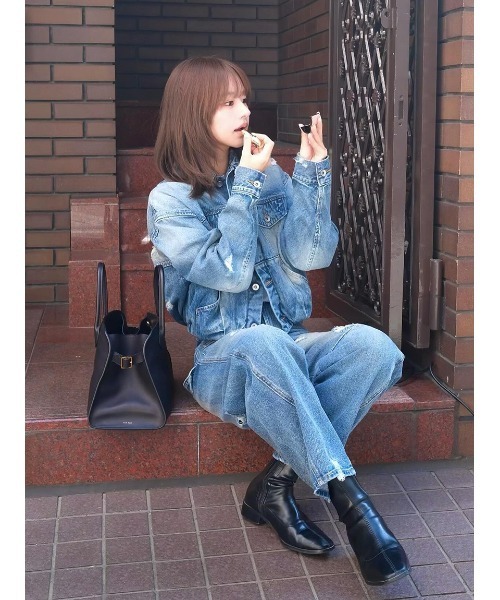 SORIN(ソリン )の「Balloon Soiled Denim Jacket/バルーン ソイルドデニムジャケット(デニムジャケット・レディース・インディゴブルー/ライトピンク・38)」の7枚目の写真